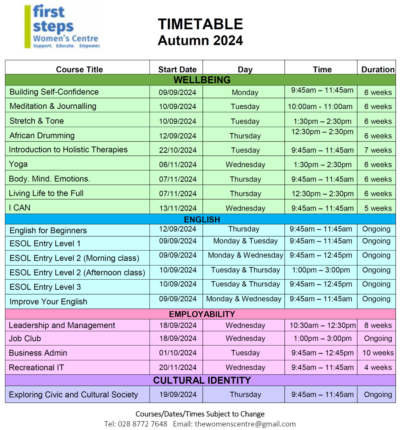 Winter timetable 2024